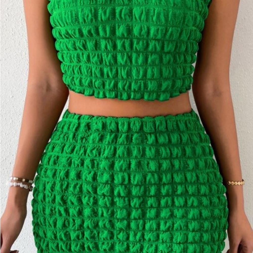 Green Textured Women's Skirt